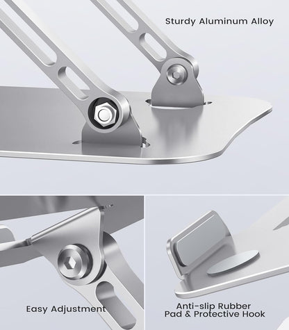 Adjustable Laptop Stand for Desk, Aluminum Portable Laptop Stand, Lightweight 500g, Foldable Ergonomic Computer Notebook stand Holder for 11-16" MacBook Air Pro, Dell XPS,HP Computer Notebook, Black