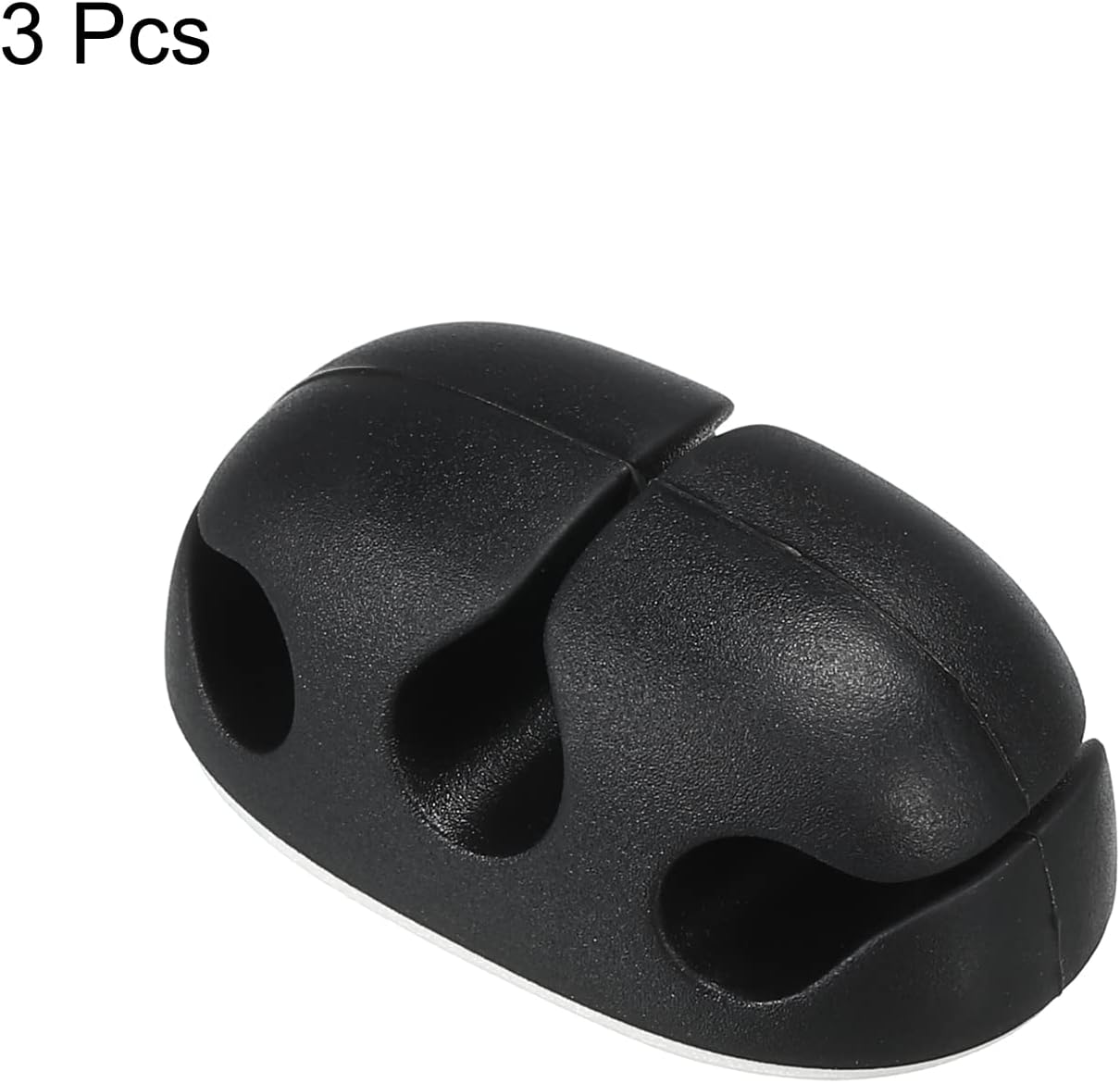 3pcs Cable Clips Cord Organizer for Desk, 3 Slots Silicone Adhesive Cord Holders Organizer Cable Management for USB Charging Cable, Black