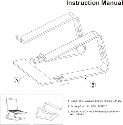 Ergonomic Aluminum Laptop Mount - Adjustable Computer Stand for MacBook Pro/Air HP Lenovo Samsung Dell - Fits 10-17.3" Laptops (Apple Green)