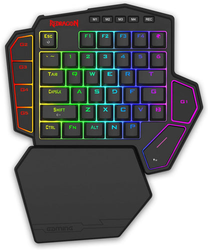 Redragon K585 DITI Wired One-Handed RGB Mechanical Gaming Keyboard, 42 Keys Type-C Professional Gaming Keypad w/Upgraded Hot-Swappable Socket, 7 Onboard Macro Keys & Detachable Wrist Rest