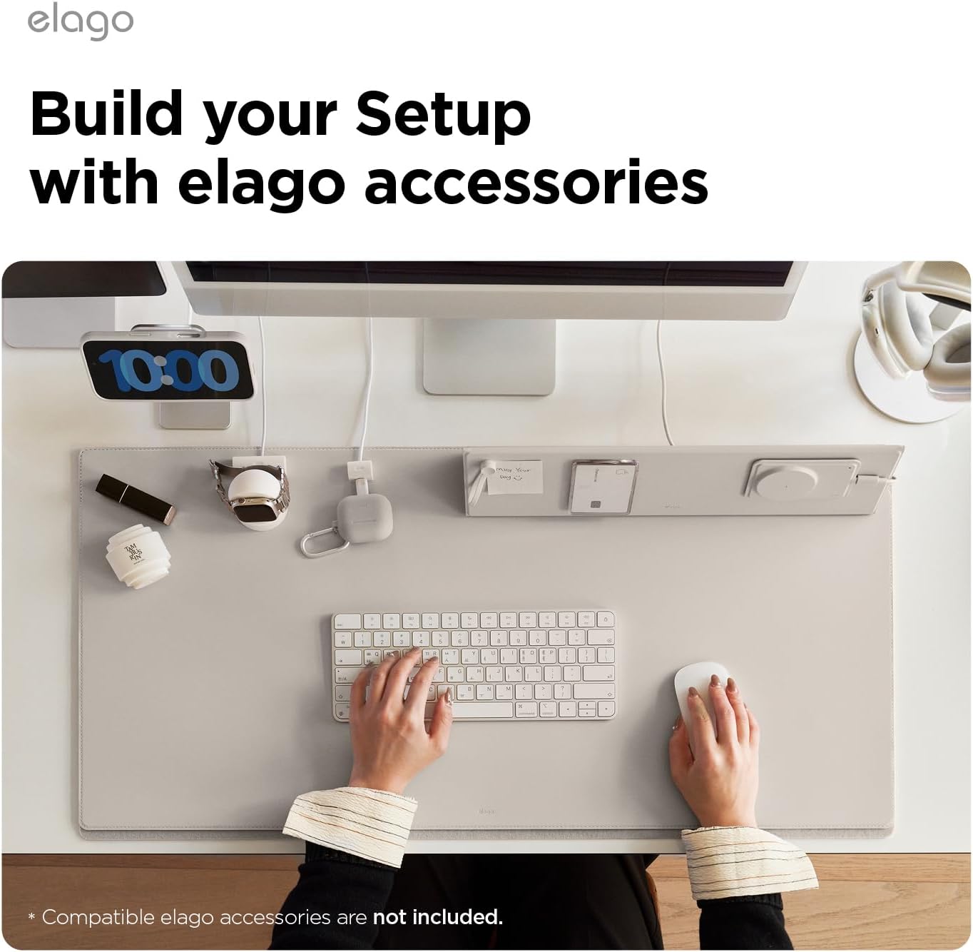 elago 3 Pack Magnetic Cable Ties, Premium Silicone Cord Organizer, Reusable Strong Magnet Cable Organizer, Elegant Desk Management Solution (Brown)