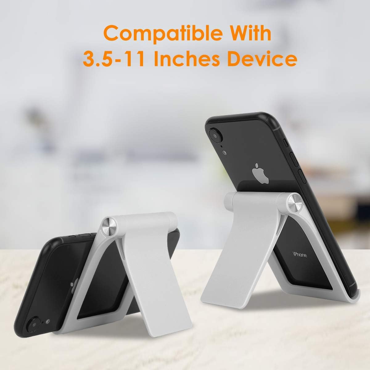 Cell Phone Stand Holder Multi-Angle Adjustable Phone Desk Stand Tablet Holder for iPhone 17 16 15 14 13 12 11 Pro Max XS XR 8 Plus 6 7 Galaxy S22 S21 S20 S10 S9 Edge Android Smartphone