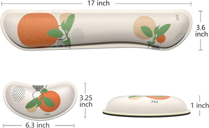 Dapesuom Enlarge Keyboard Wrist Rest, Memory Foam Wrist Cushion for Desk Mats Support, Cute Pain Relief Keyboard Mouse Pad Rests Set with Non-Slip Base for Gaming Laptop Office Computer, Green Leaf
