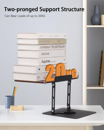 Honagu Book Stand for Reading, Adjustable Book Holder with 360 Degree Rotating Base & Page Clips, Hands Free Foldable Desktop Cookbook Stand for Sheet Music, Laptop, Recipe, Textbook (Acrylic)