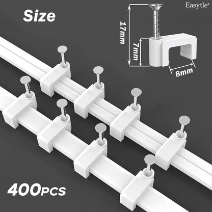 Cable Clips Nail in Cable Clips 100 Pcs 8mm Flat Ethernet Cable Wall Clips Cable Tacks Coax Cable Clip Speaker Wire Clips Cable Nails for Cords Cat5/Cat5e/Cat6/Cat7 RJ45 Cord Clips