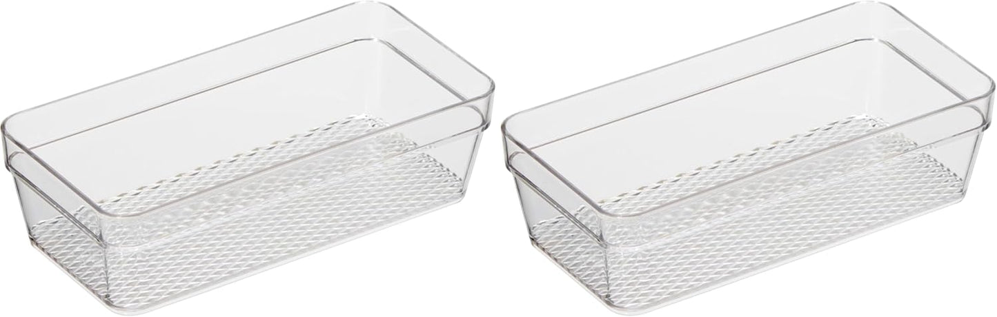 Oggi Set of 5 Clear Drawer Organizers - (1) 3x6.25, (2) 3x9.5, (2) 3x12.5 - Ideal for Organizing Kitchen Drawers, Office, Desk, Silverware, Kitchen Utensils, Cosmetics and Bathrooms