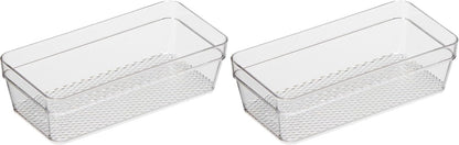 Oggi Set of 5 Clear Drawer Organizers - (1) 3x6.25, (2) 3x9.5, (2) 3x12.5 - Ideal for Organizing Kitchen Drawers, Office, Desk, Silverware, Kitchen Utensils, Cosmetics and Bathrooms