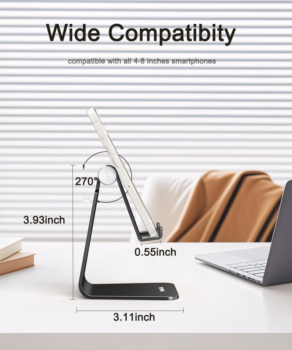 Cell Phone Stand for Desk- Adjustable Phone Stand Holder, Cradle, Dock, Desktop Stand for iPhone 17 16, 15, 14, Plus, Pro, Pro Max, 13 12 X XS,4-8" Phones, Office Accessories (Rose Gold)