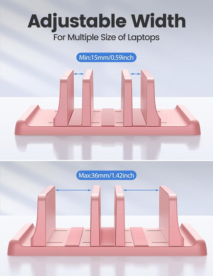 Vaydeer 3-Slot Vertical Laptop Stand Organizer, Laptop Storage Holder Made of Premium ABS Plastics 5 in 1 Design,Desktop Space-Saving Adjustable Desk Organizer for All MacBook/Chromebook/Surface