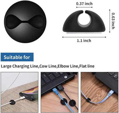 CHEFBEE 8 Pack Adhesive Cable Clips, Cable Cord Holder Organizer Management System for Desk, Wire Clips for All Your Computer, Electrical, Charging or Mouse Cord, Black