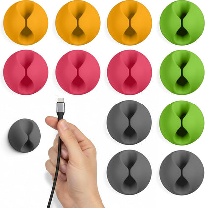 3PCS Cord Holder Cable Clips, Round Silicone Adhesive Cord Organizer Charger Holder Wire Management Keeper for Home, Nightstand, Desk, Office or Mouse, Light Green