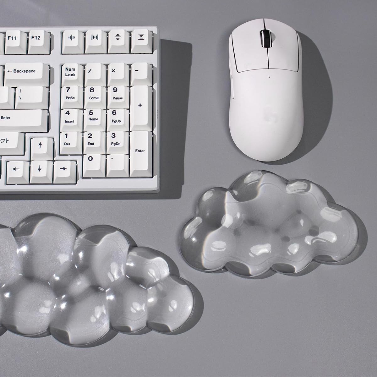 Clear Gel Wrist Rest for Keyboard and Mouse, Green Silicone Mouse Wrist Rest Set, Cute Ergonomic Wrist Rest for Keyboard 60%/75%(Green)