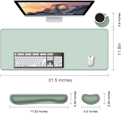 MIBITRI Keyboard Mouse Pad Set, Extended Gaming Mouse Pad+Ergonomics Keyboard Wrist Rest Support, Memory Foam, Easy Typing Pain Relief, 4Pcs XXL Ultra Thick Desk Mat, Enchanted Bookshelf