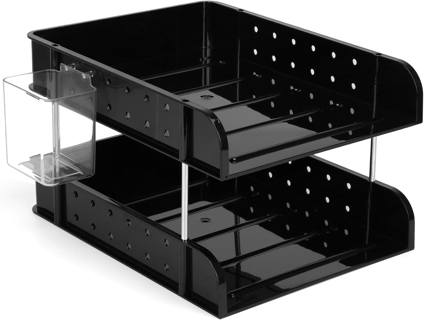 Letter Tray, Desk Organizer Tray, A4 Plastic Paper Tray Organizer for Desk, Stackable Rectangular Inbox Mail File Holder, Drawer Organizer for Desk Accessories Office School Home Supplies (Black)