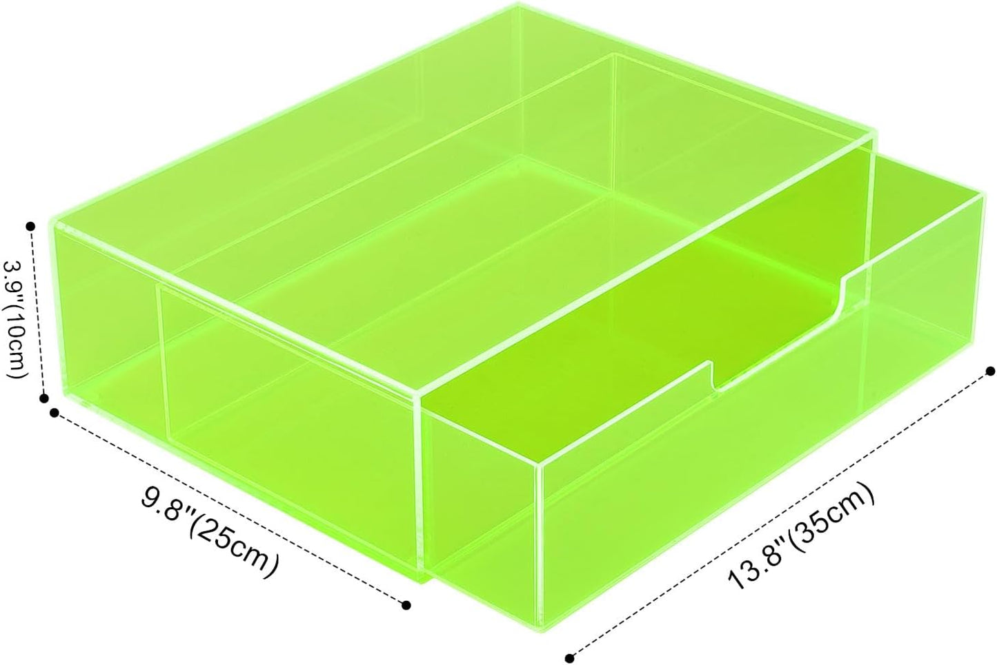 Gelite Acrylic Desk Organizer with Drawer for Makeup Vanity Stackable Desktop Storage Box for Office Supplies, 13.8 x 9.8 x 3.9’’, Neon Green