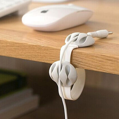 NewFerU Desk Cable Drop Clips Non-Adhesive, Table Cord Stay Holder Weighted, Small Wire Management Clamp Removable, Silicone Tidy Organizer Keeper for Phone Computer Chargers (1 Black + 1 White)