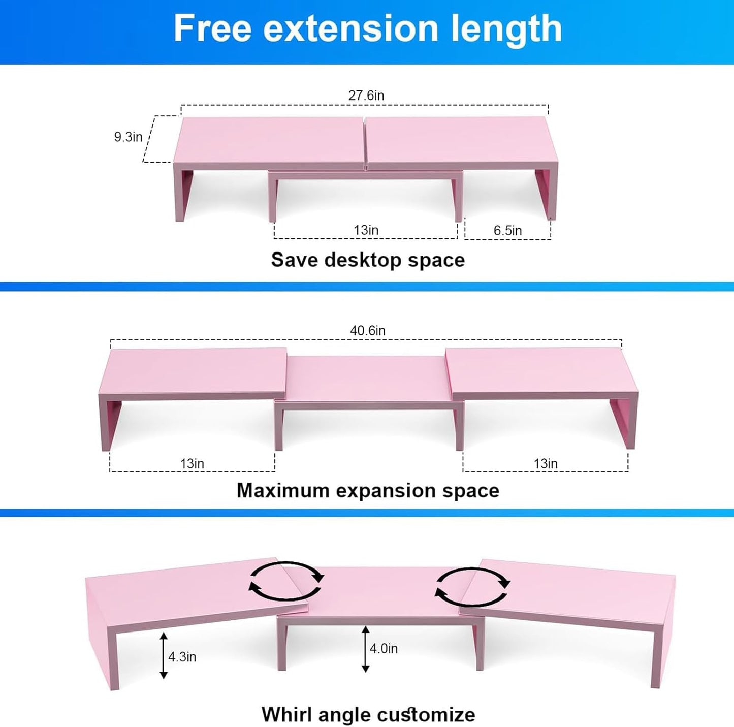 Desk Organizers and Accessories, Dual Monitor Stand Riser, Monitor Desk Shelf for Desktop Organization (Black)