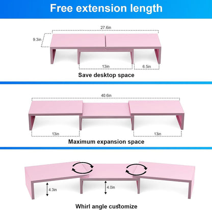 Desk Organizers and Accessories, Dual Monitor Stand Riser, Monitor Desk Shelf for Desktop Organization (Black)
