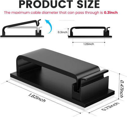 30 Pcs Small Black Adhesive Cable Clips for Cord Management Under Desk Nightstand Phone PC Charger Plug Speaker TV Cord Holder Keeper Hook Wall Wire Organizer Car Dash Cam Ethernet Christmas Light