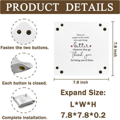 Inspirational Gifts for Women Jewelry Valet Tray, Motivational Positive Affirmations Gifts for Women, Blue Retro Nightstand Desk Accessories PU Leather Tray Organizer for Jewelry Rings Watches