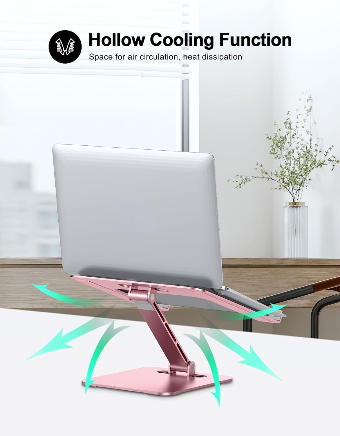 RIWUCT Foldable Laptop Stand, Height Adjustable Ergonomic Computer Stand for Desk, Aluminum Portable Laptop Riser Holder Notebook Mount Compatible with MacBook Pro Air, HP, Dell 10-16"