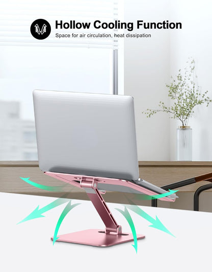 RIWUCT Foldable Laptop Stand, Height Adjustable Ergonomic Computer Stand for Desk, Aluminum Portable Laptop Riser Holder Notebook Mount Compatible with MacBook Pro Air, HP, Dell 10-16"