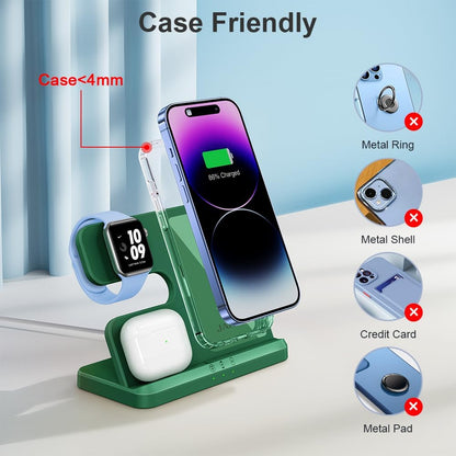 JARGOU 3 in 1 Charging Station for Apple Wireless Charger for iPhone 17 16e 16 15 14 13 12 11 X 8 & for iWatch Charger Wireless Charging Station for Multiple Devices for AirPods 2/3/4/Pro/Pro 2/Pro 3