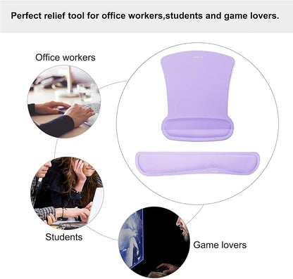 MOSISO Wrist Rest Support for Mouse Pad & Keyboard Set, Ergonomic Mousepad Non-Slip Base Home/Office Pain Relief & Easy Typing Cushion with Neoprene Cloth & Raised Memory Foam, Apricot