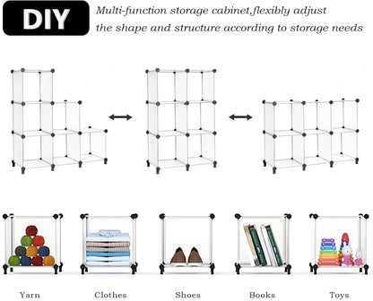 AWTATOS Cube Storage Organizer, Storage Cubes Shelves Bookshelf, 6 Cube Closet Organizers and Storage, DIY Stackable Plastic Clothes Organizer Shelving for Bedroom, Home, White