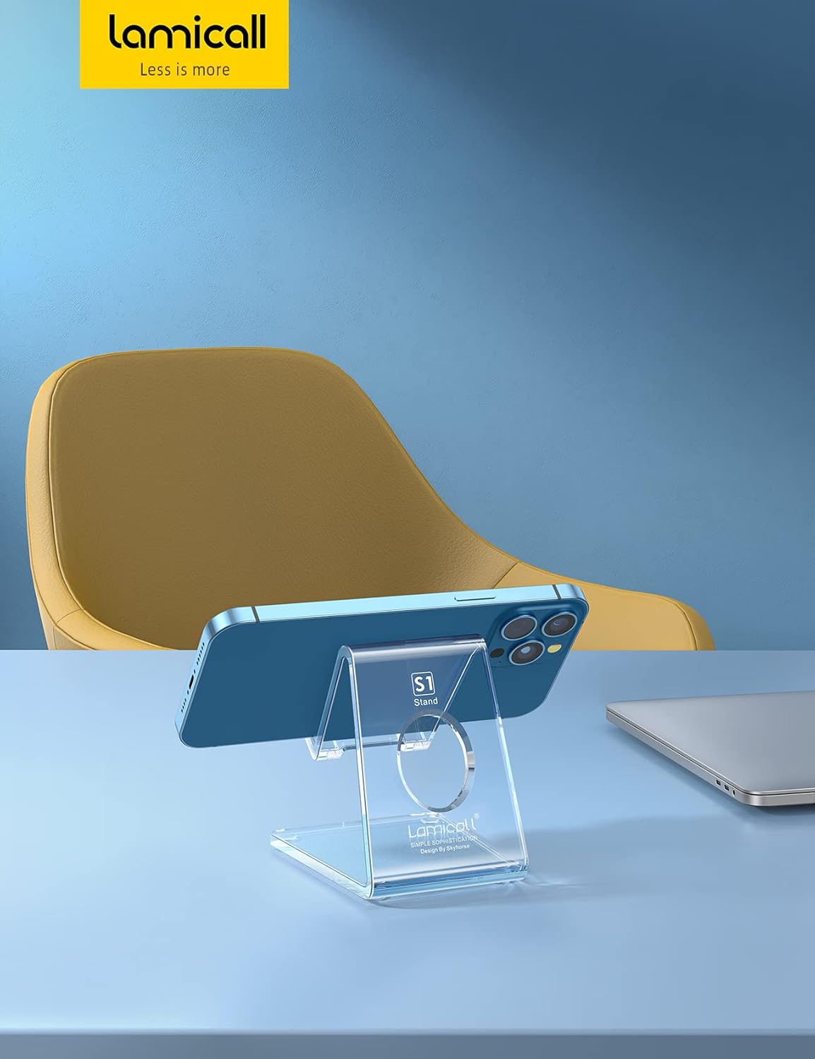 Lamicall Cell Phone Stand, Phone Dock: Cradle, Holder, Stand for Office Desk - Black