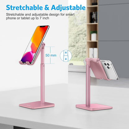 OMOTON Cell Phone Stand, Adjustable Angle Height Desk Phone Dock Holder for iPhone Air 17 Pro Max/Plus/XS/XR, Samsung Galaxy S20 / S10 / S9 / S8 and Other Phones (3.5-7.0-Inch)