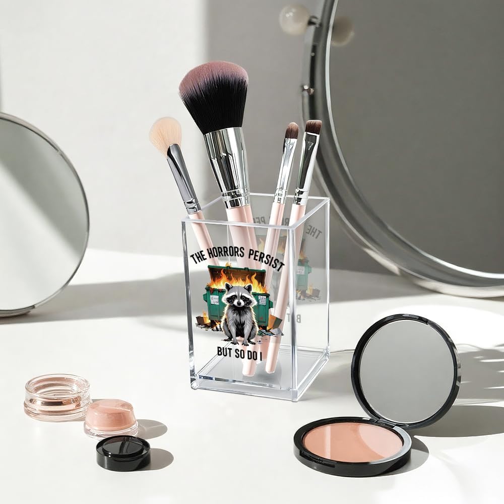 Everything is Figureoutable Acrylic Cosmetic Pencil Pen Holder Cup, Emotional Dumpster Fire Pencil Pen Holder Cup, Therapy Gifts, Mental Health Gifts for Women Colleague Boss Teacher
