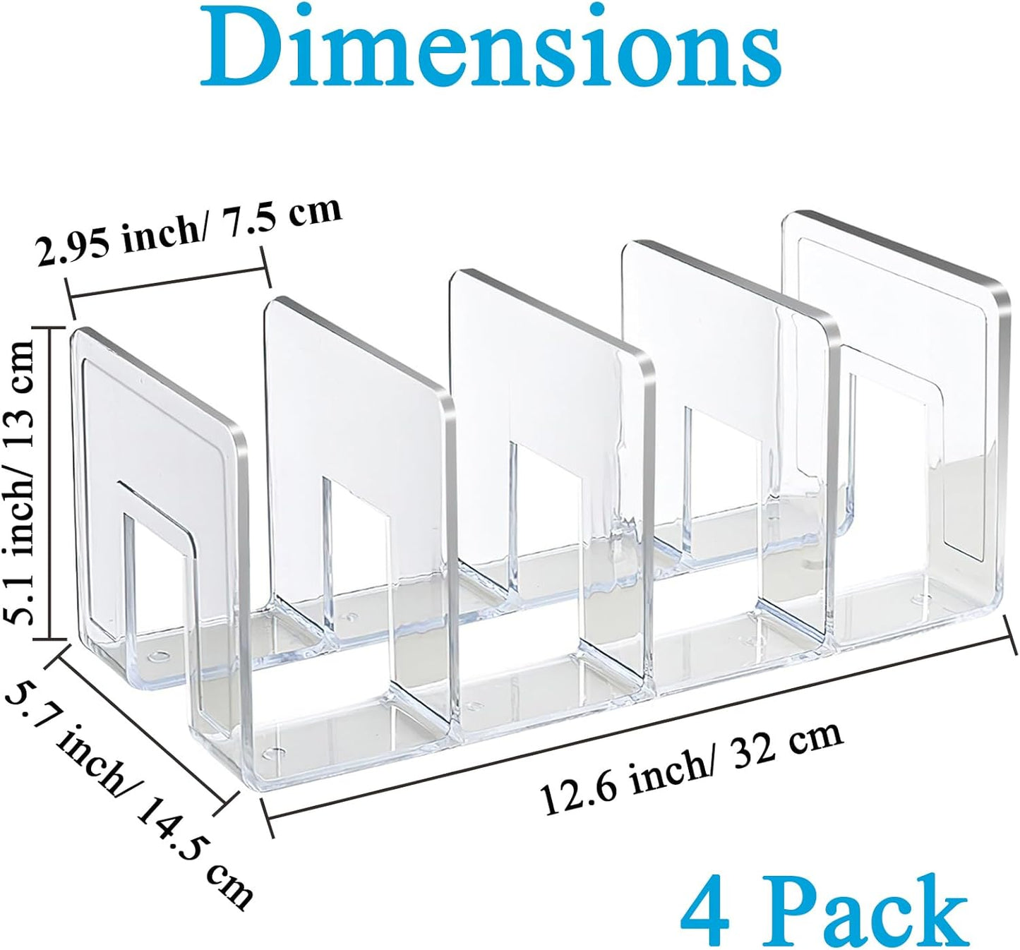SAYEEC Acrylic File Holder, Clear File Sorter Desk File Organizer, Sturdy Desktop File Folder Organizer Rack for Envelopes Mail Letter Paper Notebook Electronics Office Supplies (4 Sections, 2 Pack)