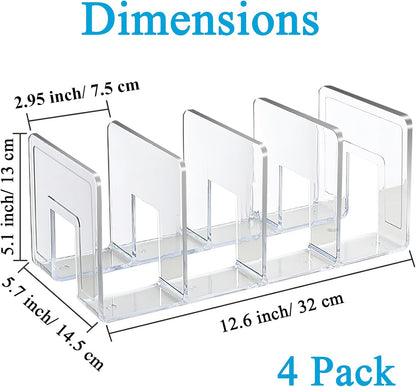 SAYEEC Acrylic File Holder, Clear File Sorter Desk File Organizer, Sturdy Desktop File Folder Organizer Rack for Envelopes Mail Letter Paper Notebook Electronics Office Supplies (4 Sections, 2 Pack)