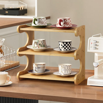 BFTOU Bamboo Desk Organizer Multifunctional 3 Tier Office Table Shelf Bookshelf Supplies Storage Rack for Kitchen Living Room