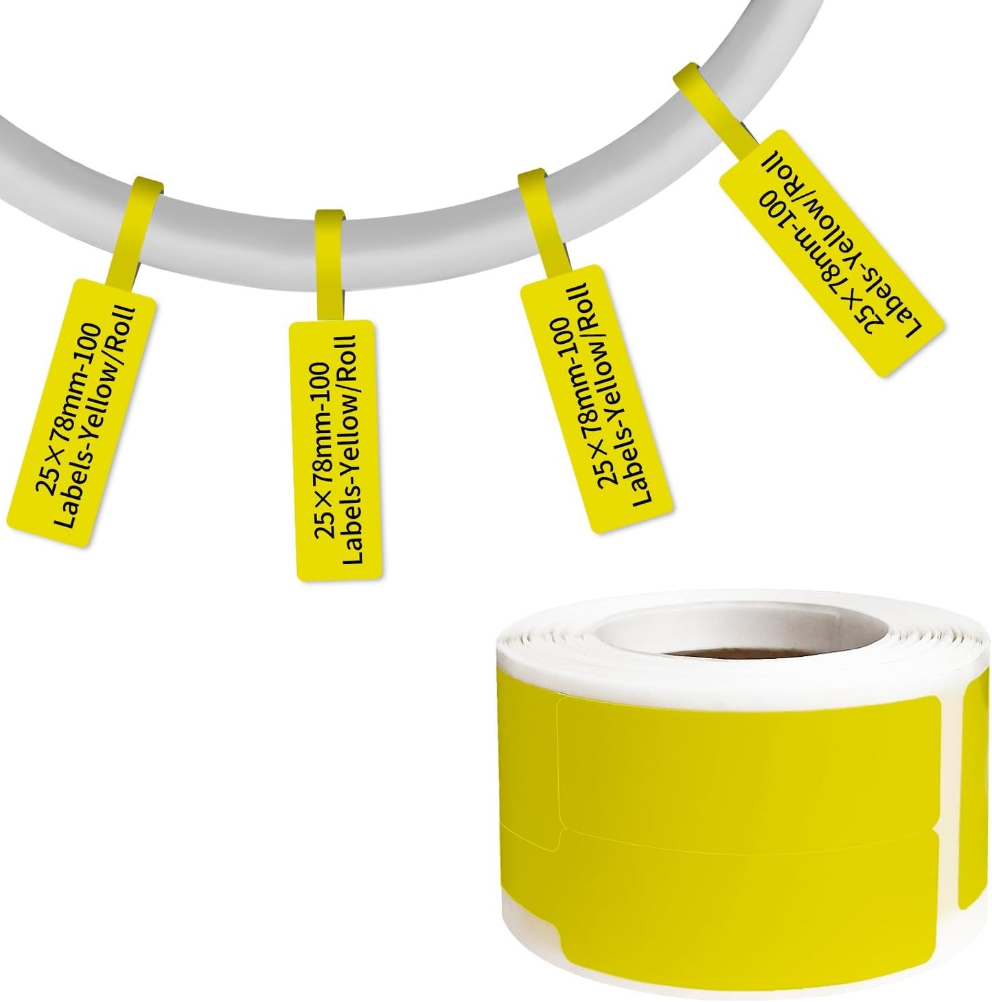 100 Pcs Cable Labels - Waterproof Wire Cord Label, Tear Resistant Wire Labels, Self Adhesive Cord Organizing Label, for Cable Management, Compatible with PUQU AQ20 Label Makers(Green) 25x78mm