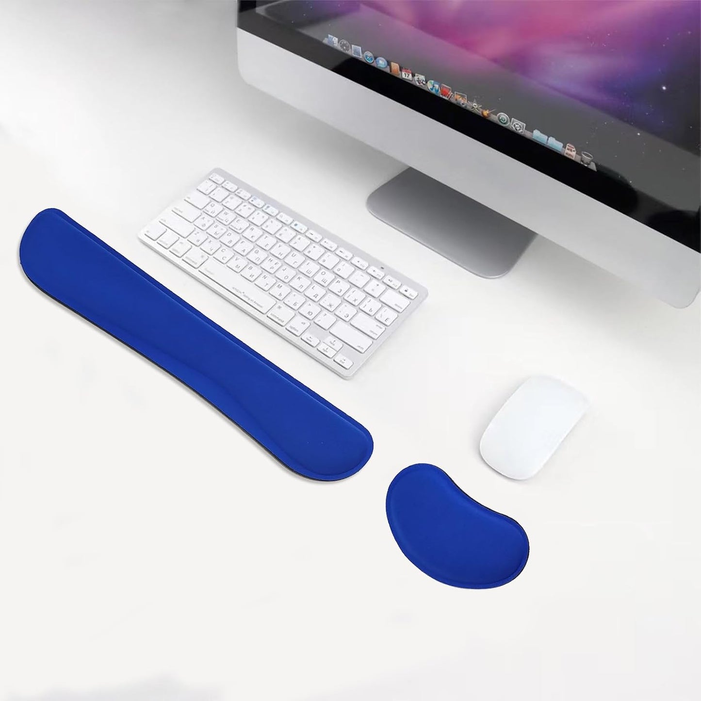 Keyboard Wrist Rest and Mouse Wrist Rest Set - Ergonomic Memory Foam Wrist Cushion - for Wrist Support on Computer, Laptop, Office, Playing Games, Typing Relieves Wrist Pain Black