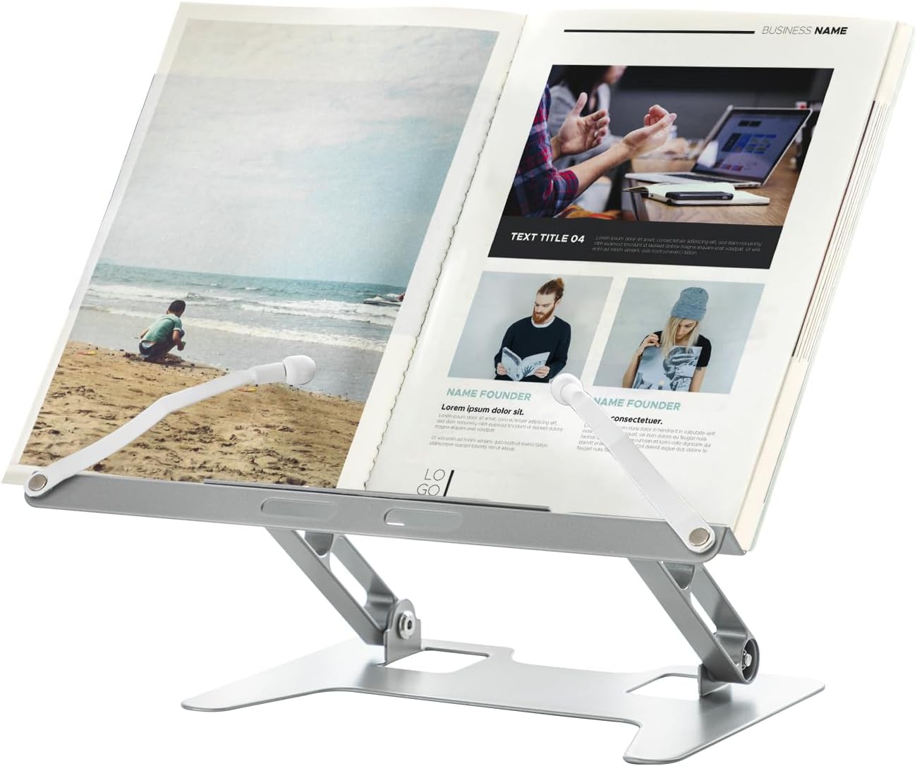 Honagu Adjustable Laptop Stand for Desk, Metal Foldable Laptop Riser, Portable Desktop Book Stand Holder, Ergonominc Computer Notebook Stand Compatible with 10-15.6” Laptops (Silver)