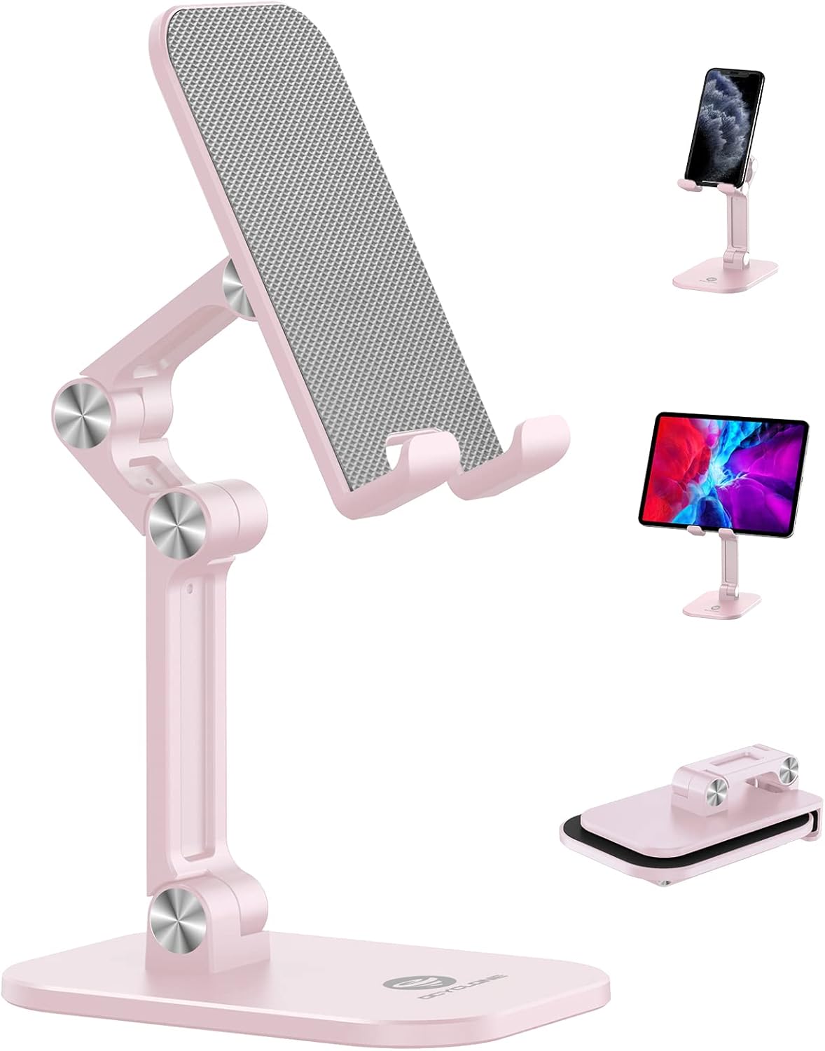 OCYCLONE Phone Stand, Adjustable Height and Angle Foldable Cell Phone Stand Holder for Desk, Taller iPhone Stand Compatible with 4.7"-13" Smartphones iPad Tablet, Black
