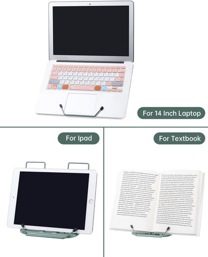 Honagu Book Stand for Reading, Adjustable Reading Rest Book Holder, Documents Holder, Sturdy Typing Stand for Recipes Textbooks Tablet Music Books (Green)