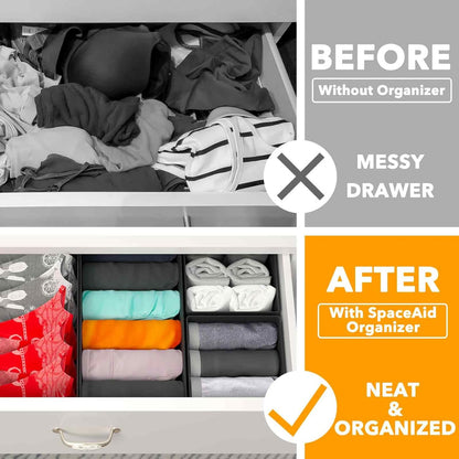 SpaceAid Drawer Organizer for Clothes, 18 Pack Dresser Drawer Organizer Bins, Closet Organizers and Storage Dividers for Clothing, Underwears, Socks (Beige)