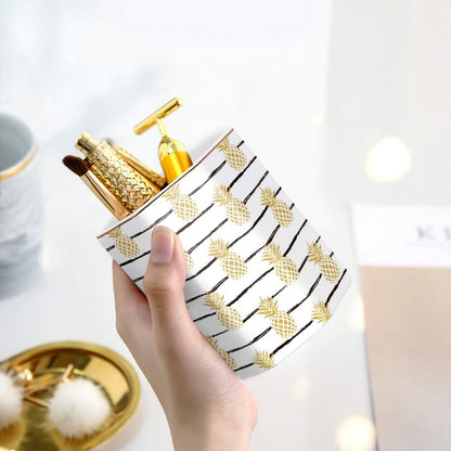 WAVEYU Ceramic Pen Holder for Desk Cute, Pencil Cup Pot Desk Organizer, Makeup Brush Holder for Women, Men, Kids, Desk Marble Decor for Office, Classroom, Home, Gray Golden