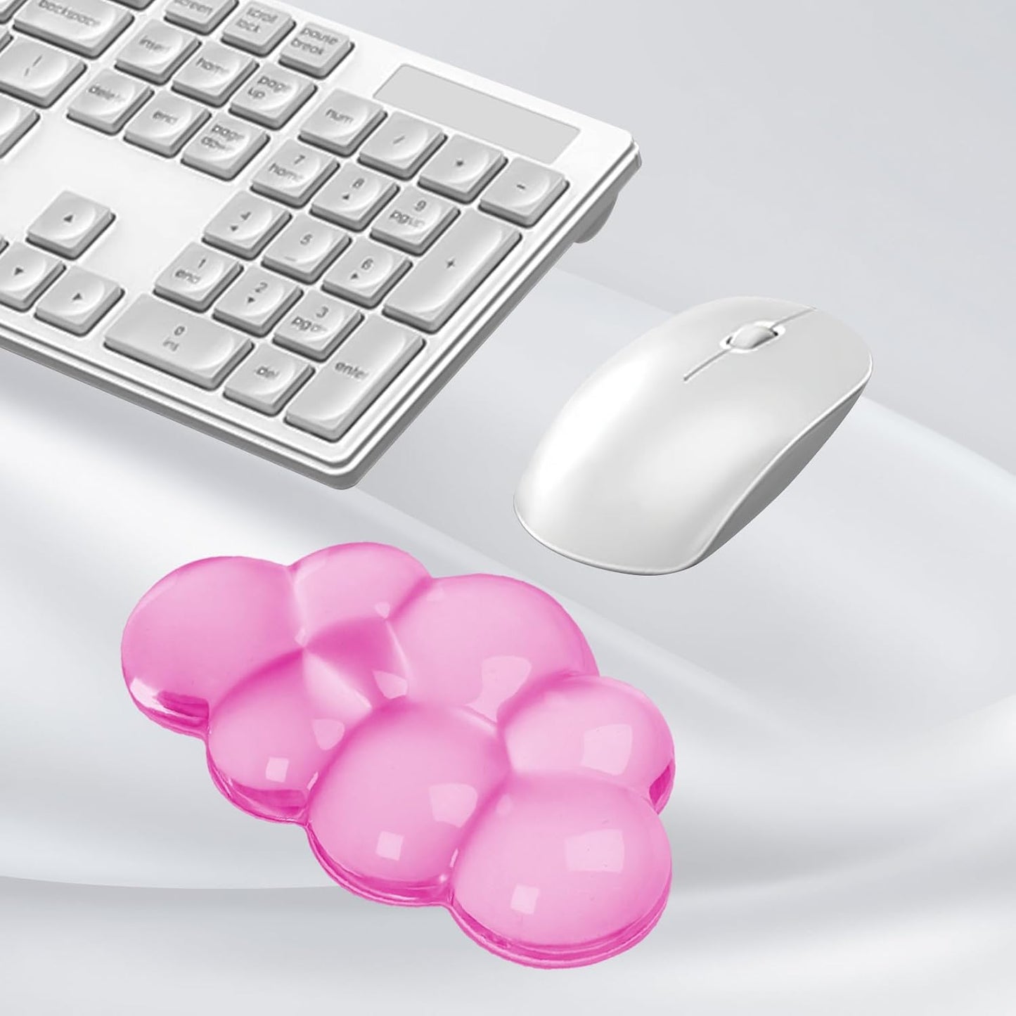 Gel Cloud Keyboard and Mouse Wrist Rest, Cute Wrist Support and Arm Support Keyboard Rest for Keyboard and Mouse Typing Pain Relief，Suitable for Office/Computer/Laptop/Gaming (Pink)