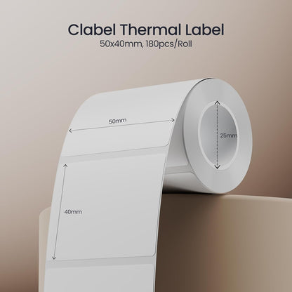 Clabel Printable White Cable Labels 6 Rolls of Thermal Self-Adhesive Paper Labels Tape, 25x78mm (1"x3") 100 Sheets Per Roll, Black Print on White Sticker Tags Durable