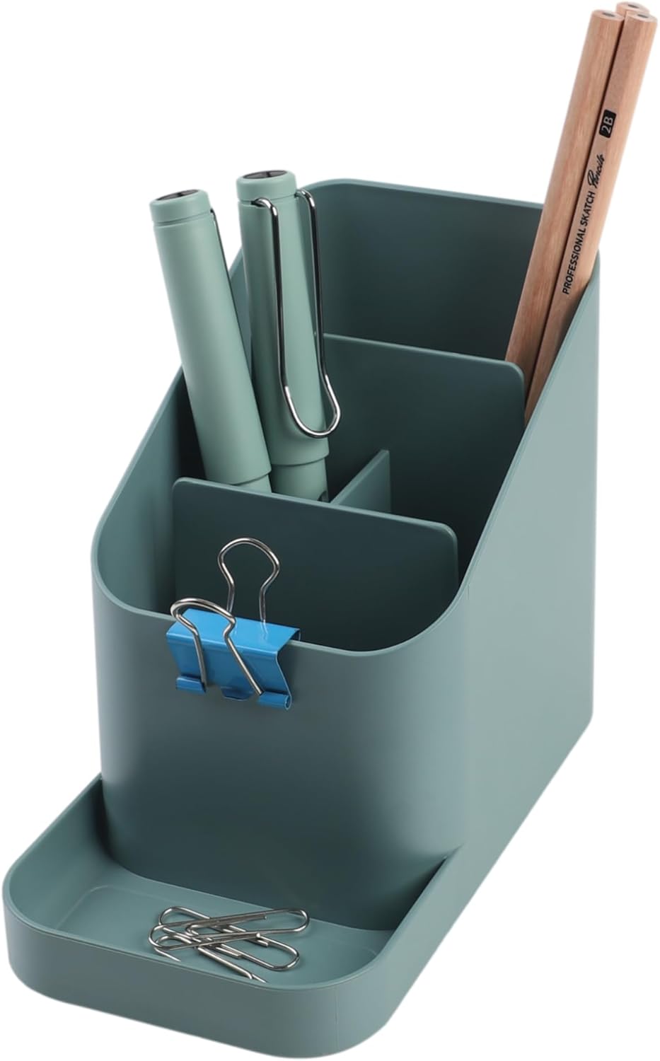 BLUE GINKGO Desk Holder – Korean-Made Office Organizer for Pencils, Pens, Notes, and Desk Supplies (White)