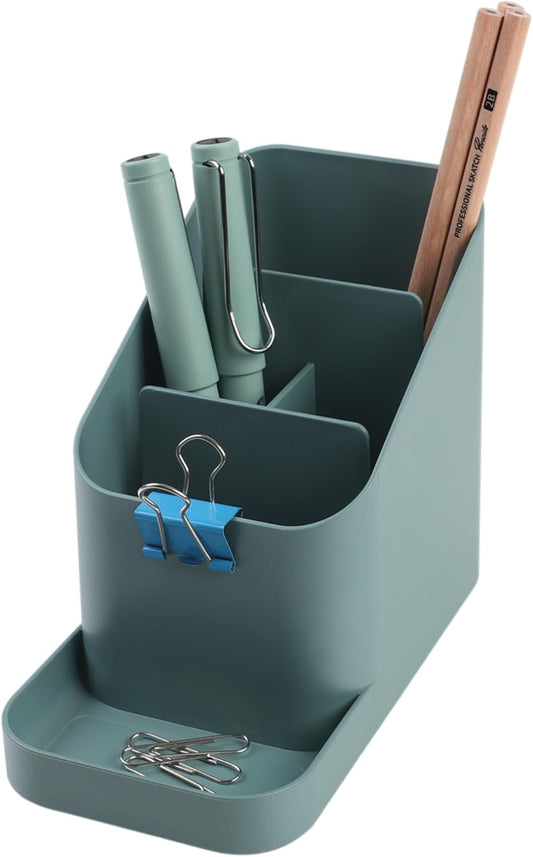 BLUE GINKGO Desk Holder – Korean-Made Office Organizer for Pencils, Pens, Notes, and Desk Supplies (White)