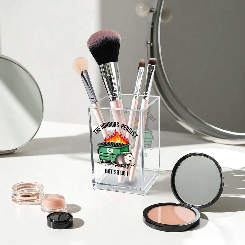 Everything is Figureoutable Acrylic Cosmetic Pencil Pen Holder Cup, Emotional Dumpster Fire Pencil Pen Holder Cup, Therapy Gifts, Mental Health Gifts for Women Colleague Boss Teacher
