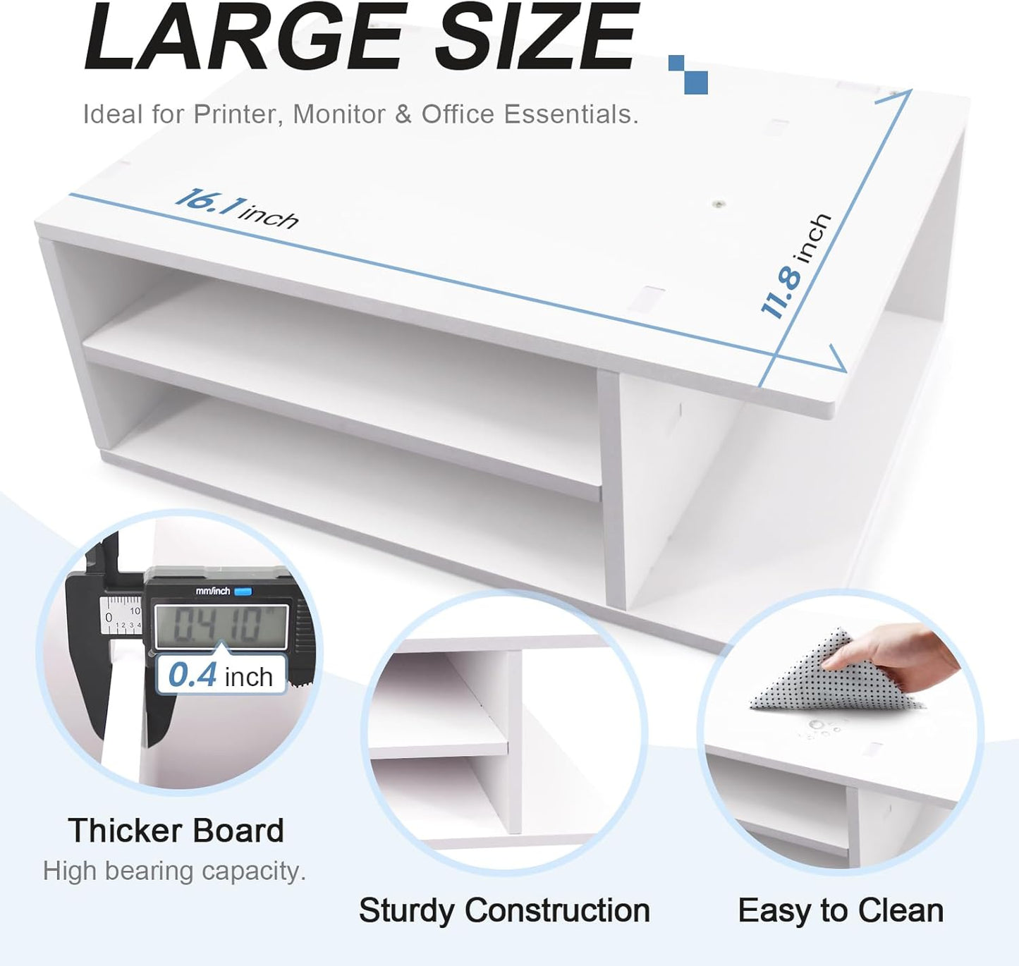 SONGWAY Printer Stand with Storage for Desk - Desktop Printer Shelf, Monitor Stand Riser, Desk Paper Storage Organizer for Home Office