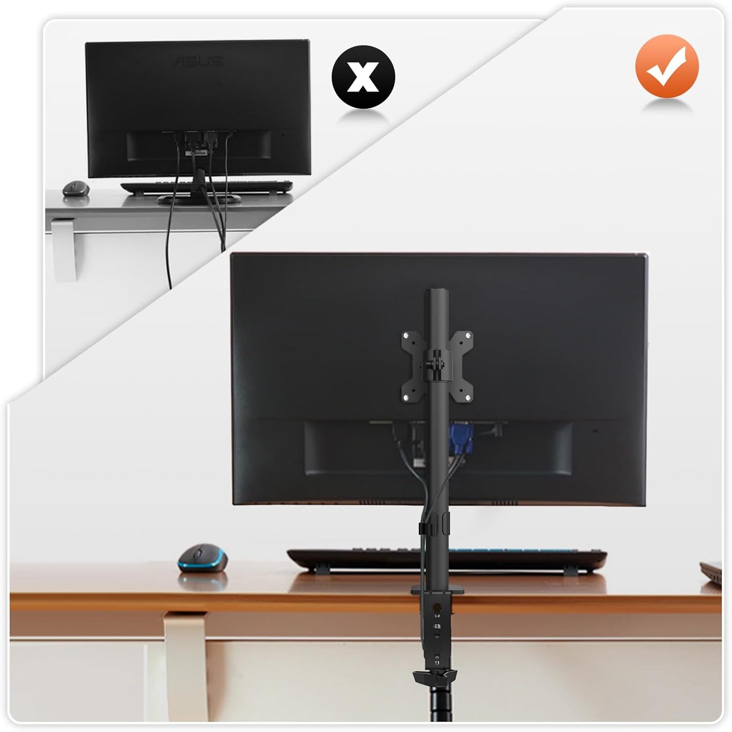 Pholiten Tall Vertically Stacked Dual Monitor Desk Mount Stand,Extra Tall 31 Inch Monitor Stand, Fully Adjustable Monitor arm for 13-32 Inch LCD Screen，Holds up to 22lbs