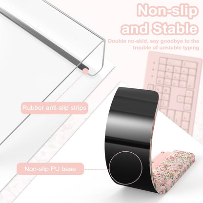 HAOCOO Ergonomic Keyboard Rest Wrist Pad,Comfortable Keyboard Wrist Rest Holder, 3-Level Height Adjustment Acrylic Keyboard Stand, Easy Typing Desk Accessories, Aesthetic Keyboard Riser for Desk